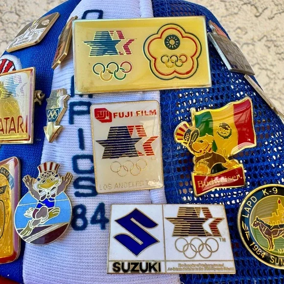 Vtg 1984 LA Olympics Hat W/vtg Olympics Pin’s USA certified